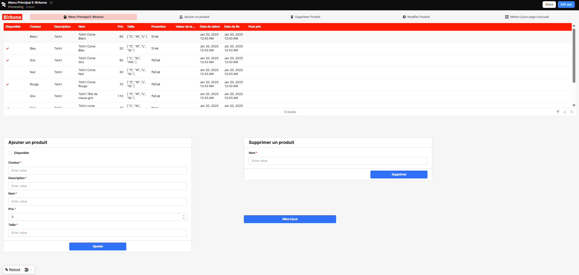 back office sur retool